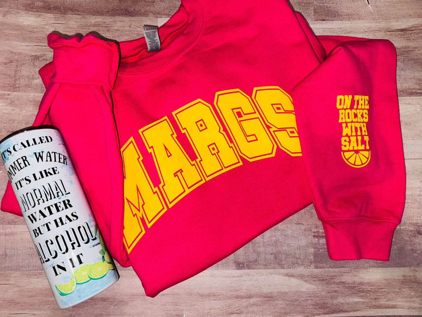 Margs on the rocks with sleeve accent crewneck - TAT 3 WEEKS