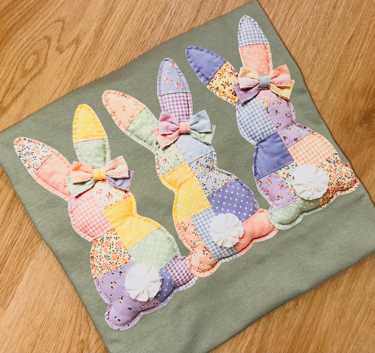 Patchwork Bunnies tee TAT 3 WEEKS