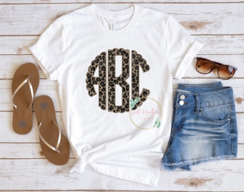 Faux Glitter Leopard Monogram - TAT 3 WEEKS