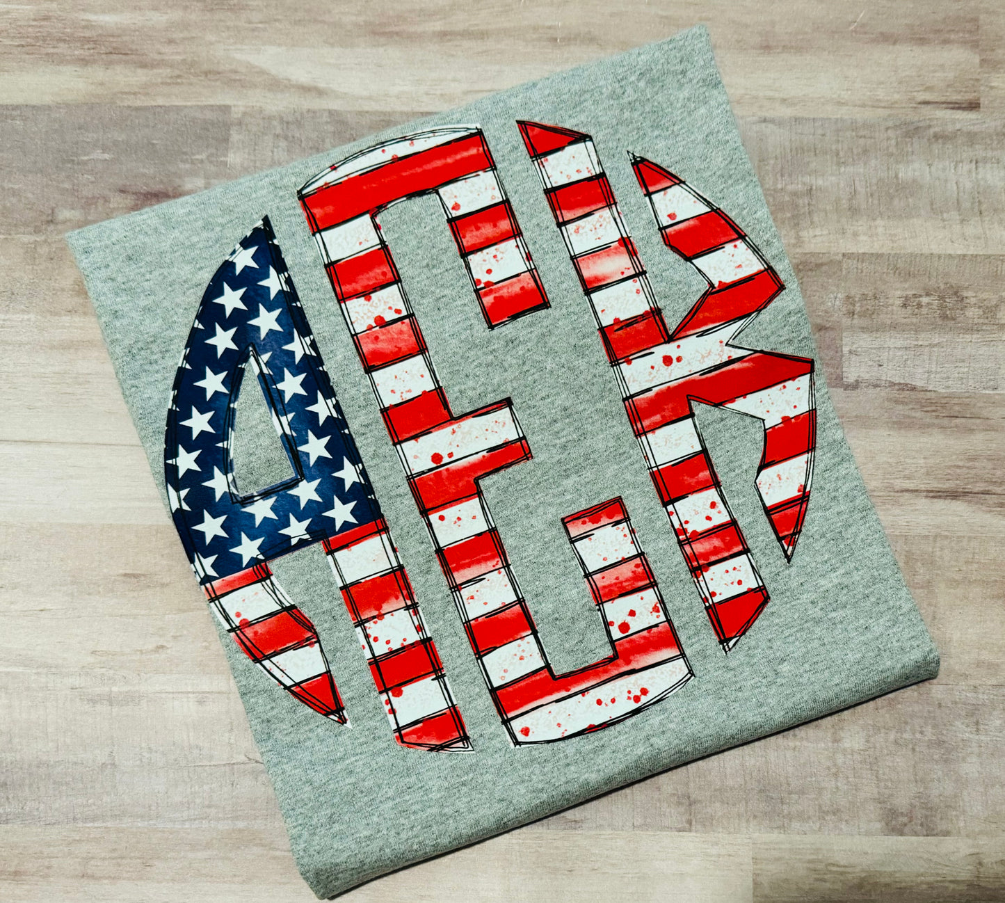 Patriotic Monogram TAT 3 WEEKS