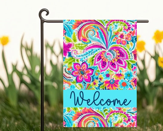 Welcome Floral Garden Flag