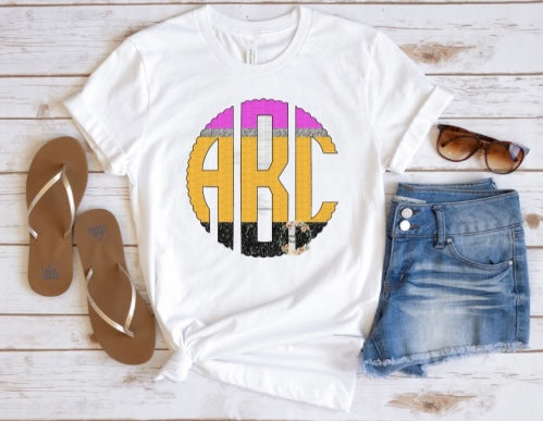 Faux Glitter Pencil Monogram - TAT 3 WEEKS