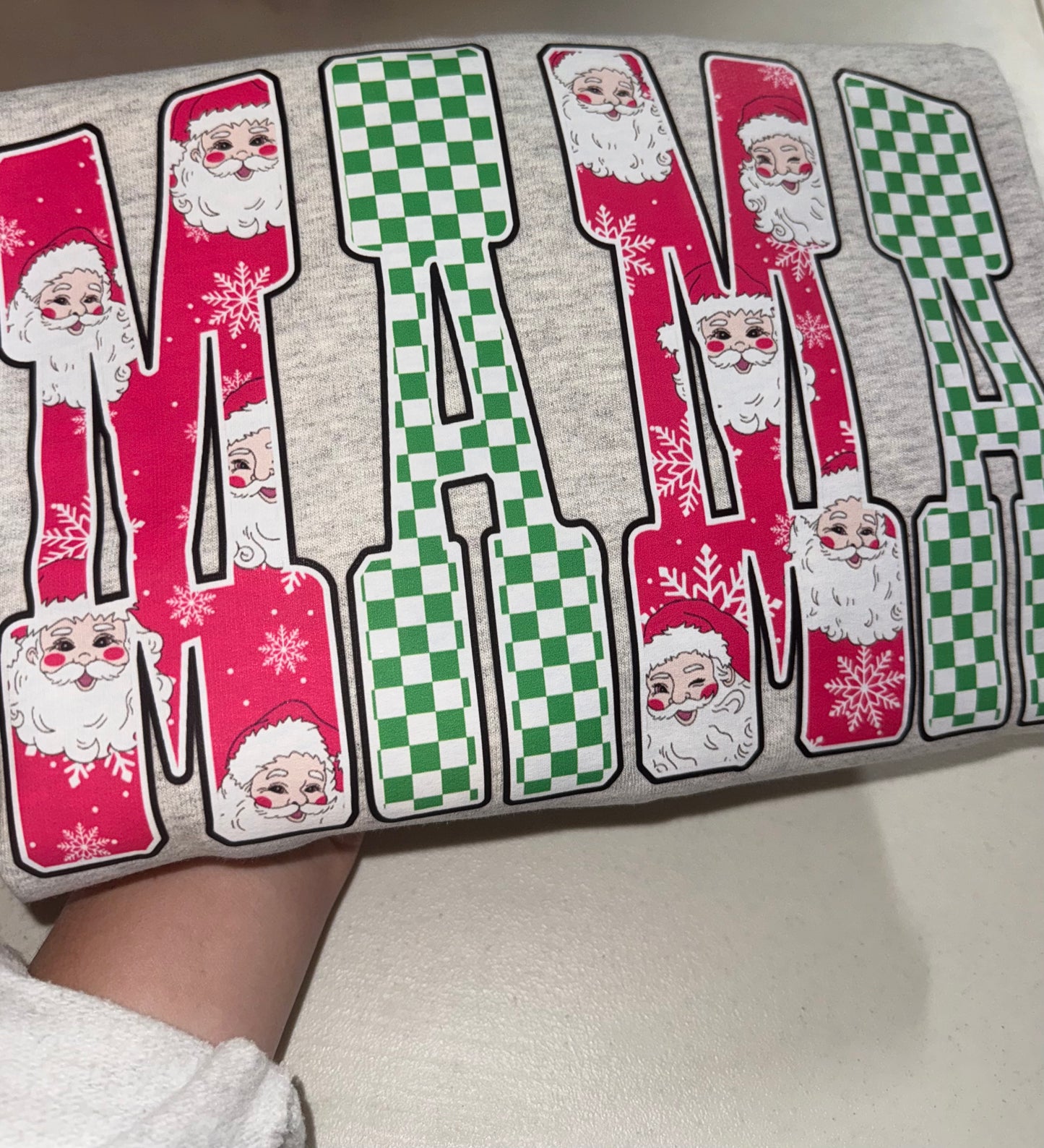 Mama Santa Checkered Crewneck TAT 3 WEEKS