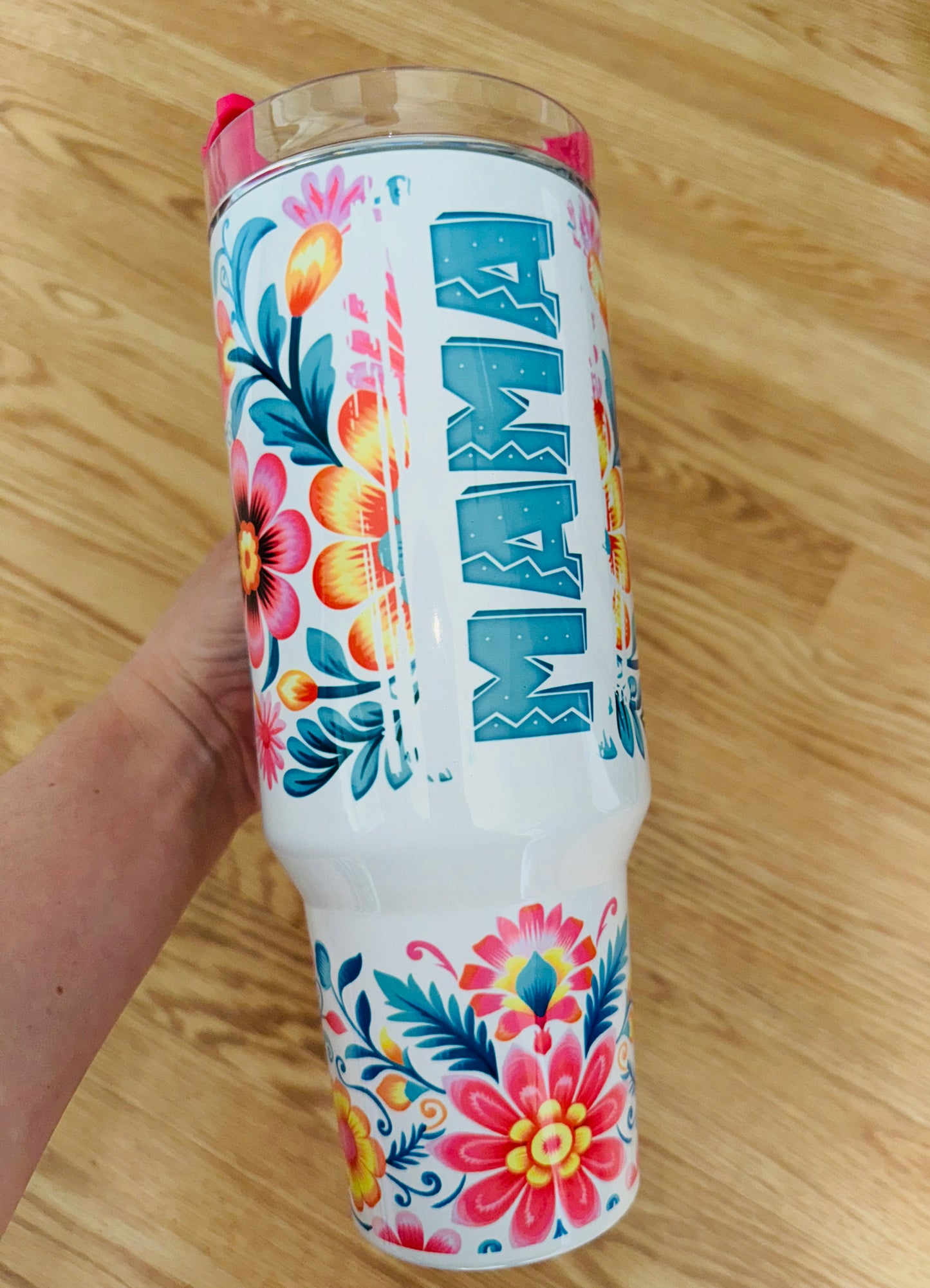 Bright Floral Mama Tumbler TAT 3 WEEKS