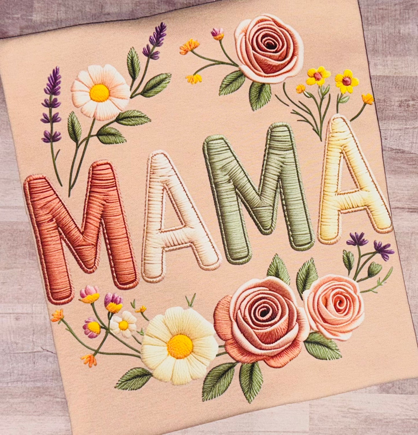 Faux Embroidery Mama tee TAT 3 WEEKS