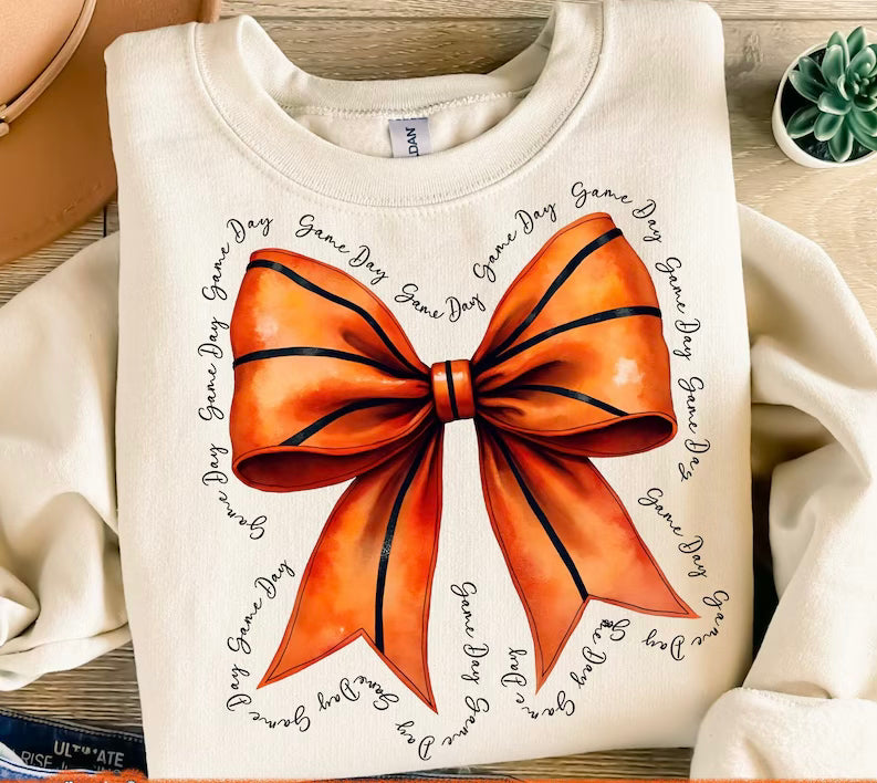 Game Day basketball bow sweatshirt TAT 3 WEEKS