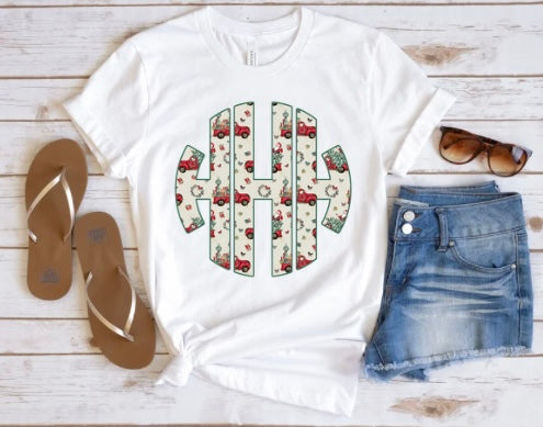 Red Christmas Truck Monogram - TAT 3 WEEKS