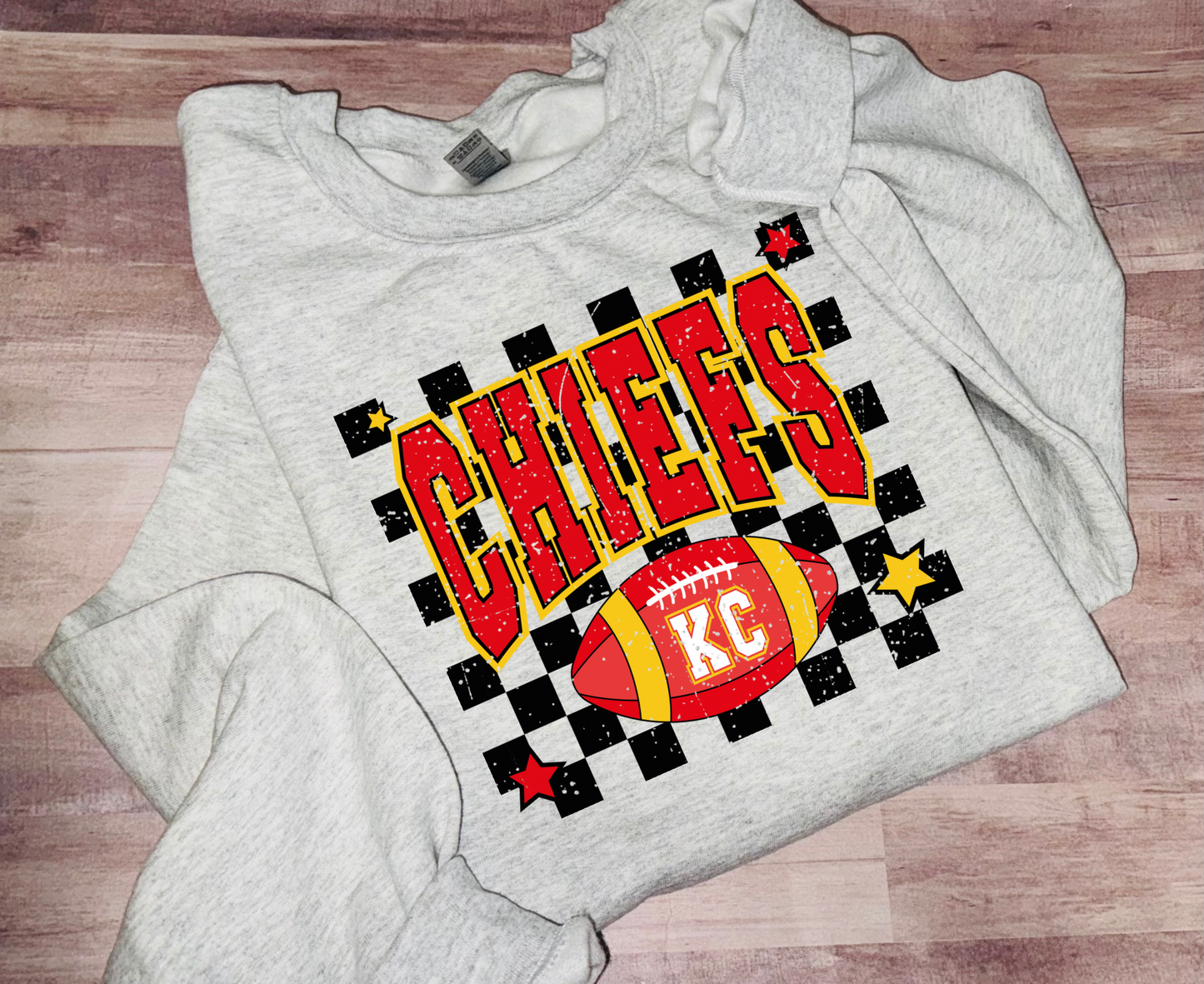 Distressed Checkered Chief sweatshirt TAT 7-10 DAYS