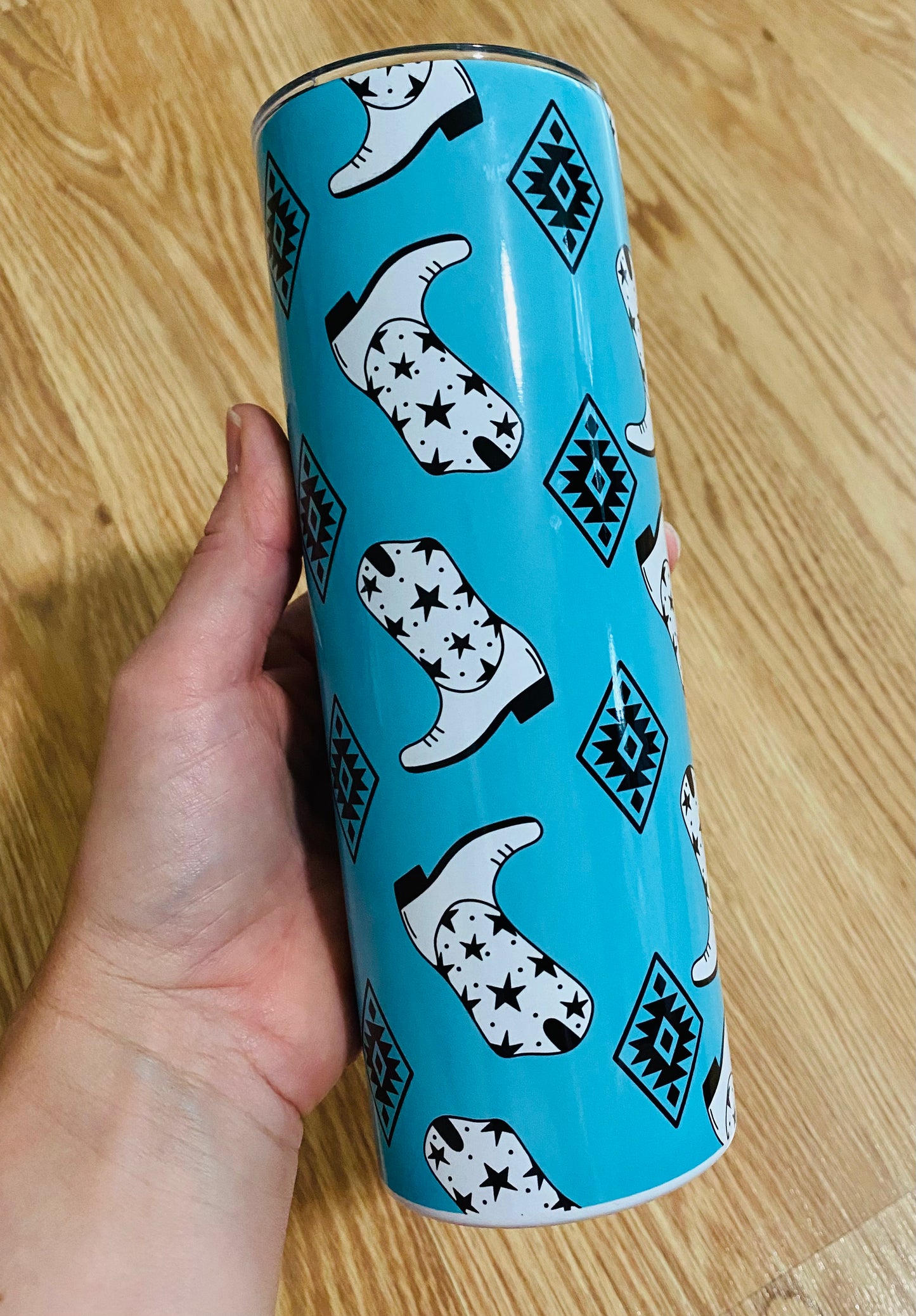 Western Boots Teal Tumbler TAT 3 WEEKS