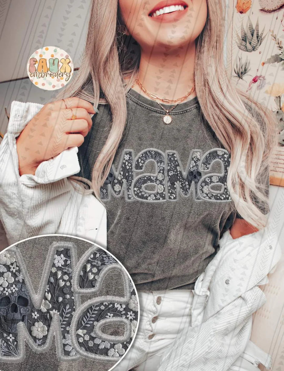 Mama skellies Faux Embroidery tee TAT 3 WEEKS
