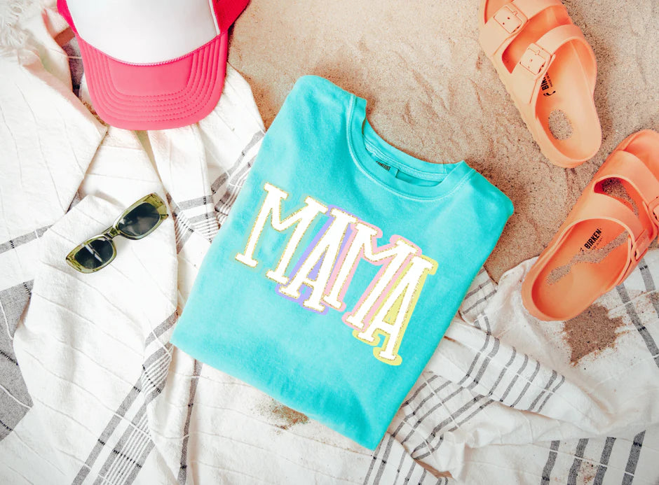 Bright Mama Faux Embroidery tee TAT 3 WEEKS