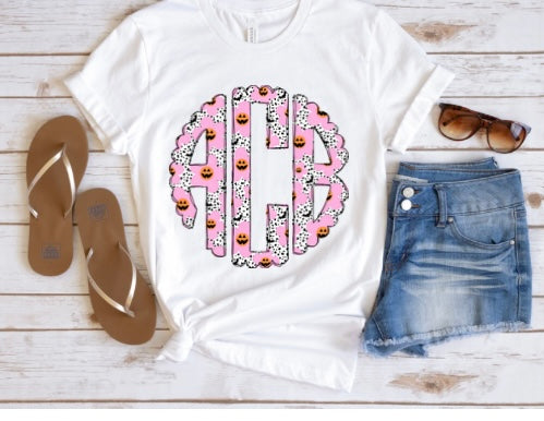 Groovy Pink Pumpkin Monogram - TAT 3 WEEKS