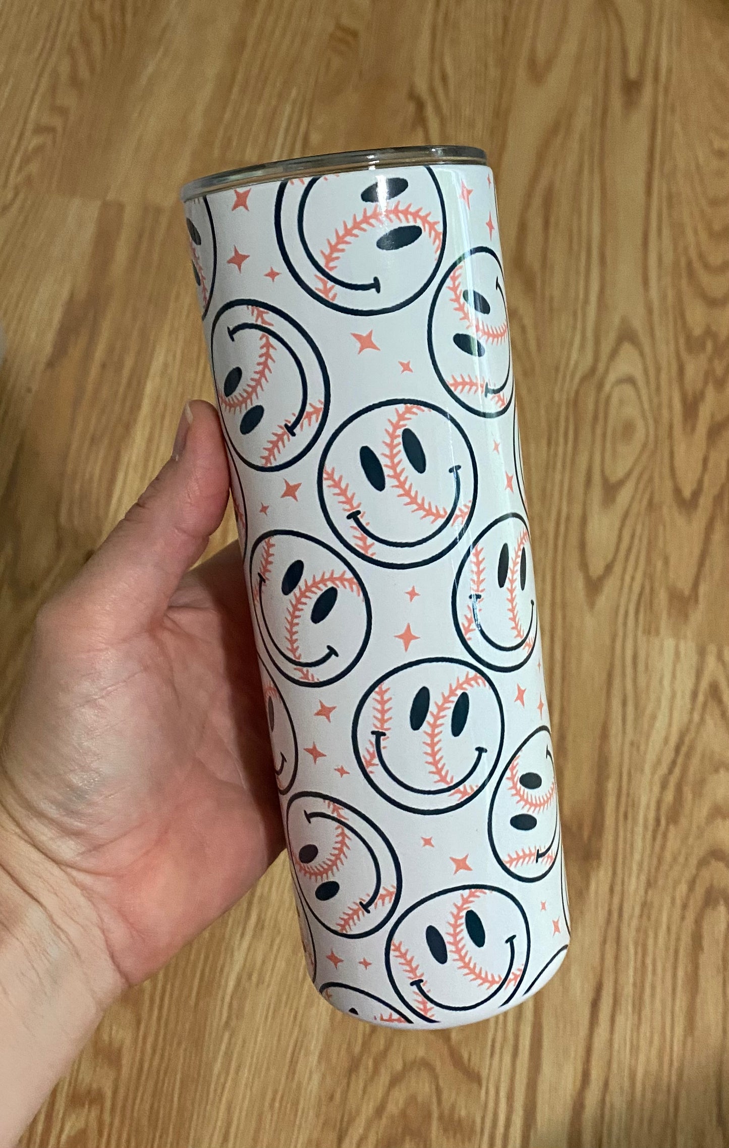 Happy Face Baseball Tumbler TAT 3 WEEKS