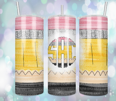 Pencil Monogram Tumbler ONLY TAT 3 WEEKS