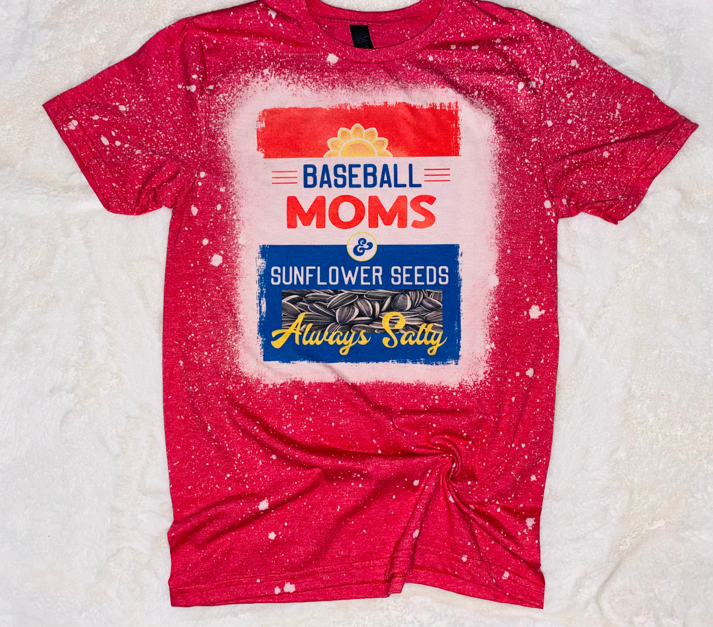 Bleached baseball moms always salty tee TAT 3 WEEKS