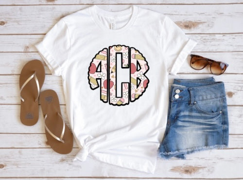 Retro teacher monogram tee TAT 3 WEEKS