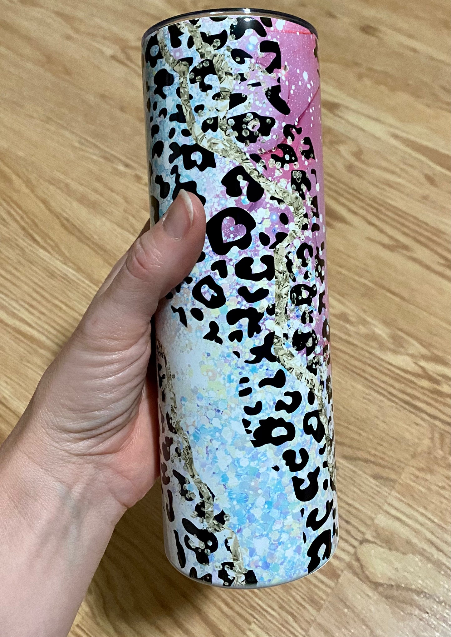 Sparkle leopard pink Tumbler