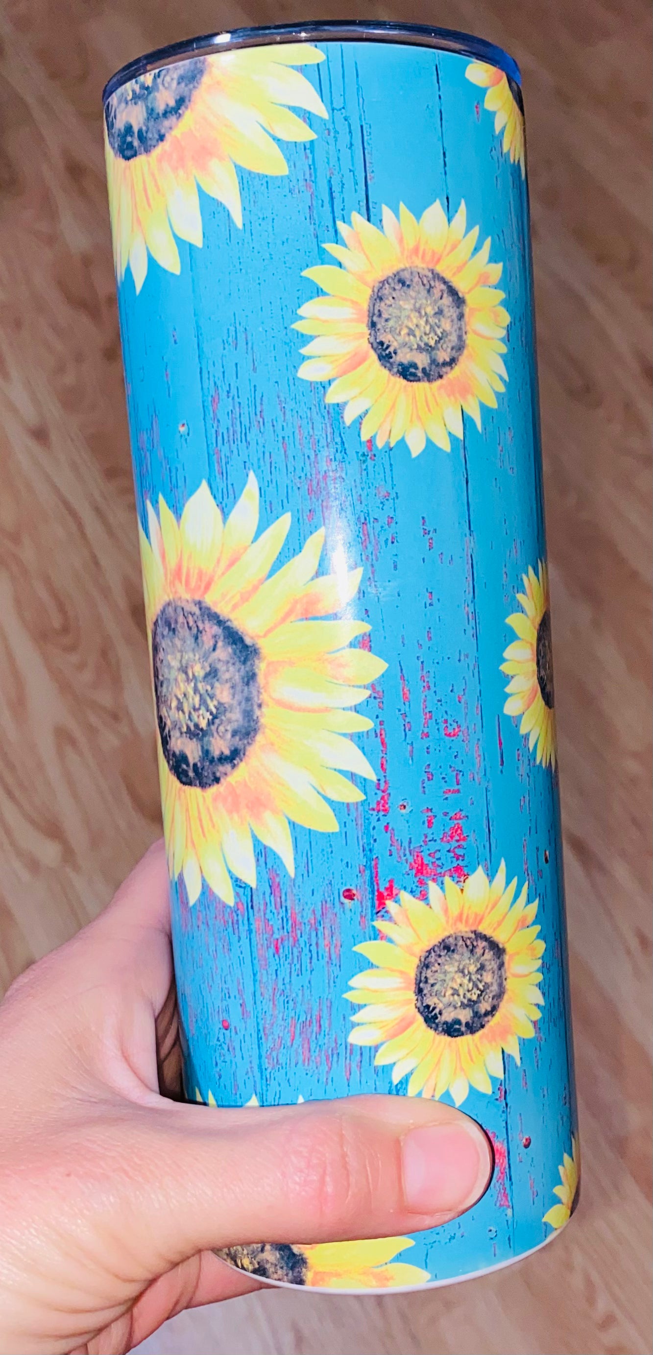 Teal Sunflower Tumbler