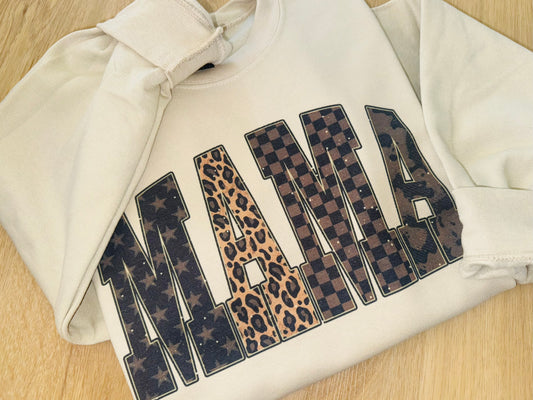 Mama Checkered Crewneck TAT 3 WEEKS