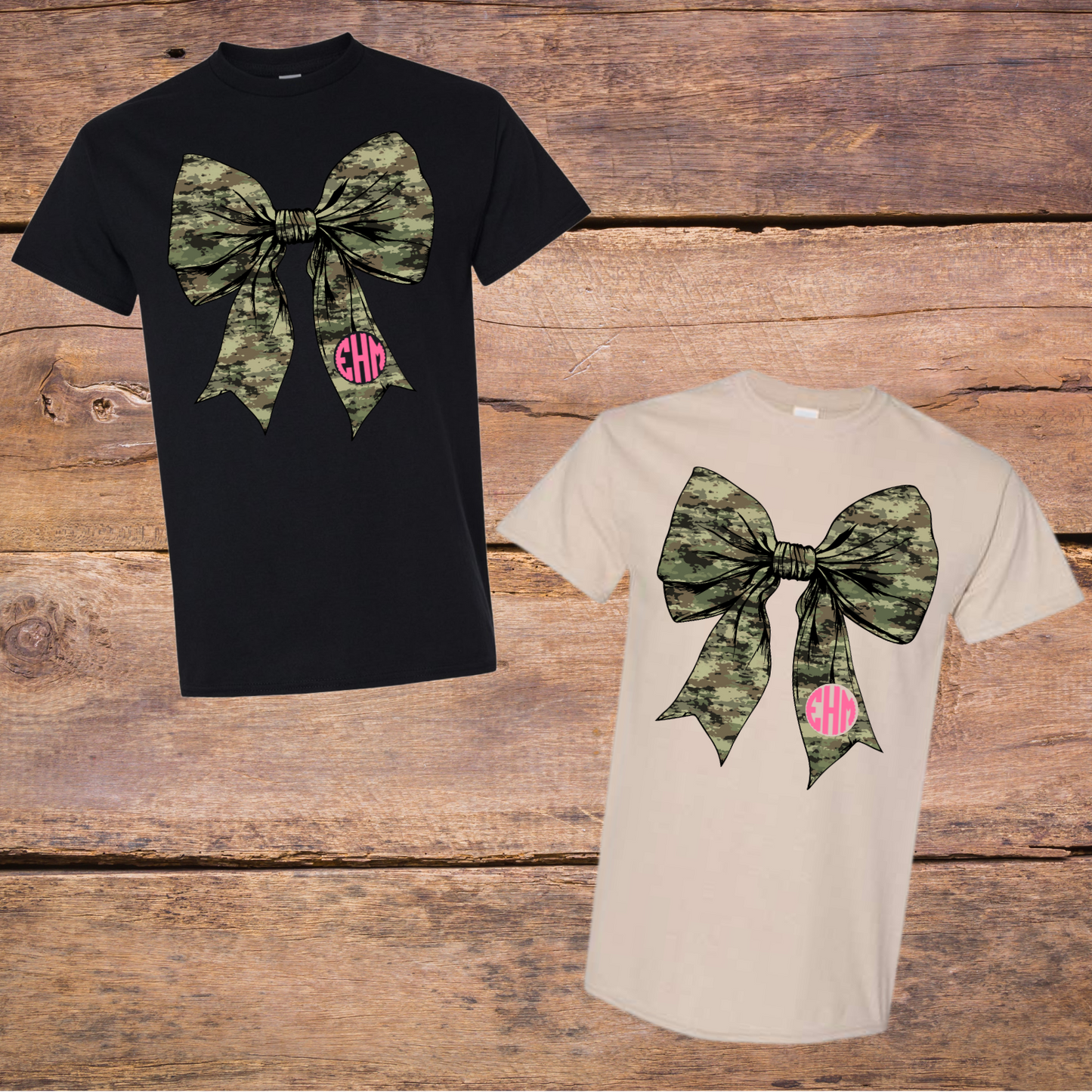 Camo Bow Monogram tee TAT 3 WEEKS