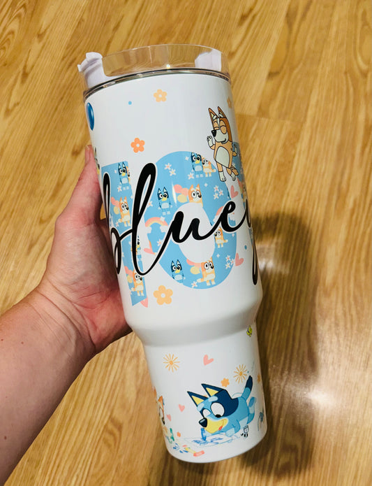 Blue dog mom Tumbler TAT 3 WEEKS