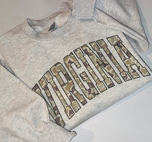 Custom Camo States crewneck TAT 3 WEEKS