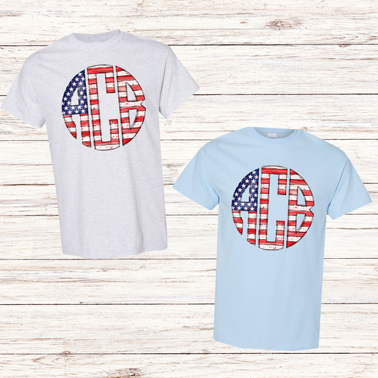 Patriotic Monogram tee TAT 3 WEEKS