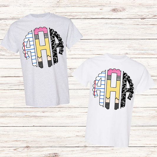 Back to School Monogram tee TAT 3 WEEKS