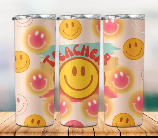 Teacher happy face Tumbler